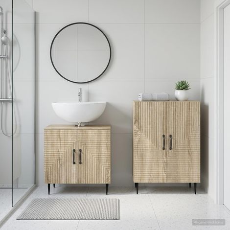 vidaXL 2 Piece Bathroom Cabinet Set HAARLEM Sonoma Oak Engineered Wood (1/5)