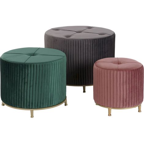 Pouf velours gris pour élégance et confort - Gris perle finition dorée (1/5)