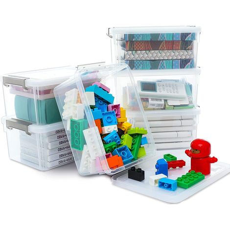 6 Pack 3L Storage Containers with Lid Plastic Stackable Small Parts Storage Containers 23 x 17 x 10.5cm (1/5)