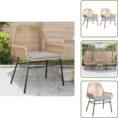 The Living Store Chaises de jardin lot de 2 et coussins marron rotin - Chaise De Jardin - Fauteuil De Jardin - Mobilier De Jardin - Résine Tressée - Rotin Artificiel (1/5)