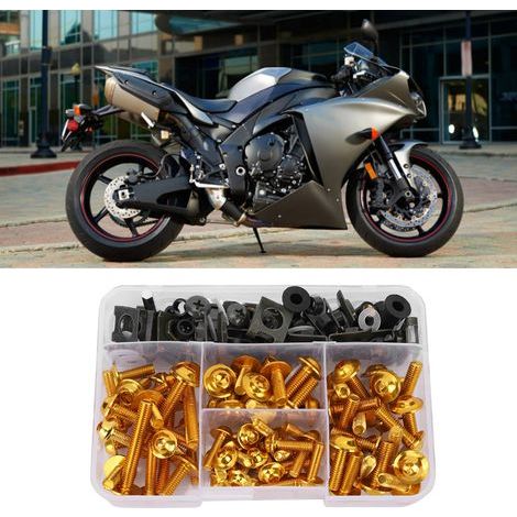Kit de 177 vis et boulons universels M5 M6 pour carénages moto, compatible Yamaha Sportbikes - Doré (1/5)