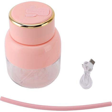 Mixeur portable d'une capacité de 800 ml, gobelet à jus électrique, rechargeable par USB, idéal pour la maison, le sport, le bureau et le camping (rose). (1/5)
