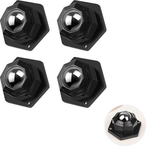 Ruedas pequeñas para muebles, 8 unidades, universales, para cajas de herramientas, armarios y estantes pequeños, utensilios de cocina y electrodomésticos (negras) (1/5)