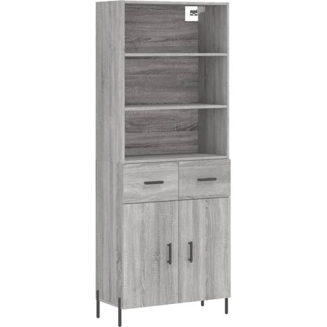 Aparador cajonera mueble almacenaje organizador cocina salón salón alto sonoma 695 x 34 x 180 cm madera de ingeniería gris 020035410 (1/5)