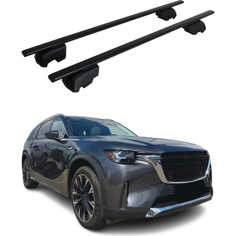 OMAC Dachtrager Quertrager für Mazda CX-90 2024-2026 – City Crash getestet – ISO PAS 11154:2006 – Abschliessbar – Max 75 kg – 2 Stangen Stahl Schwarz (1/5)