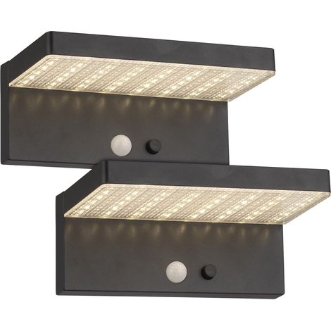 2 appliques solaires estrella, 600 lm, détecteur de présence, 3 modes, ip44, éclairage extérieur terrasse
