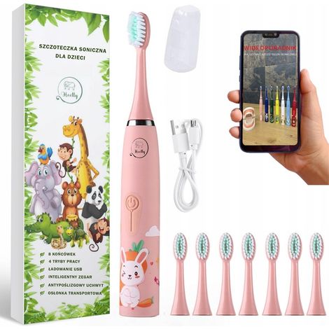 Brosse à dents sonique pour enfants, brosse à dents électrique, housse lapin Heelly