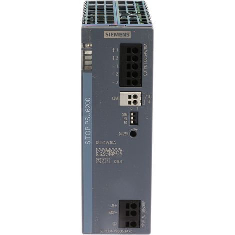 Alimentation pour rail DIN Siemens, série SITOP PSU6200, 24V c.c. 10A, 85 264V c.a., 240W ( Prix pour 1 )