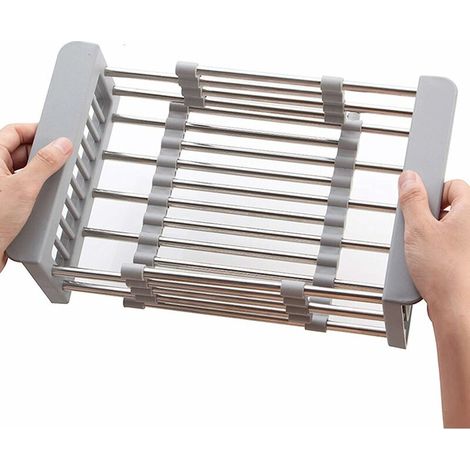 Kaelt - Séchoir à Vaisselle Extensible,Égouttoir à Vaisselle en Acier Inoxydable sur l'évier Égouttoir à Vaisselle avec Bras réglables Égouttoir à Vaisselle dans l'évier ou sur Le comptoir (1/5)