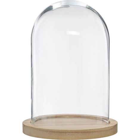 Campana de vidrio y madera - transparente - H26 cm - Atmosphera créateur d'intérieur