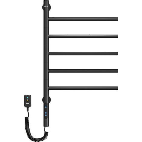 – Sèche-serviette électrique 82W avec 5 barres chauffantes pivotantes – Réglage température 30-70℃ – Affichage LED – Installation murale (1/4)