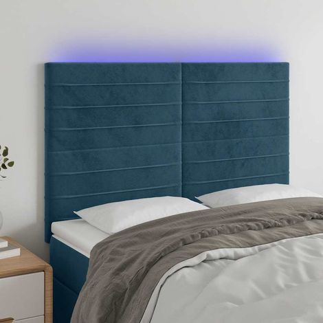 LED Kopfteil Dunkelblau 144x5x118/128 cm Samt (1/5)