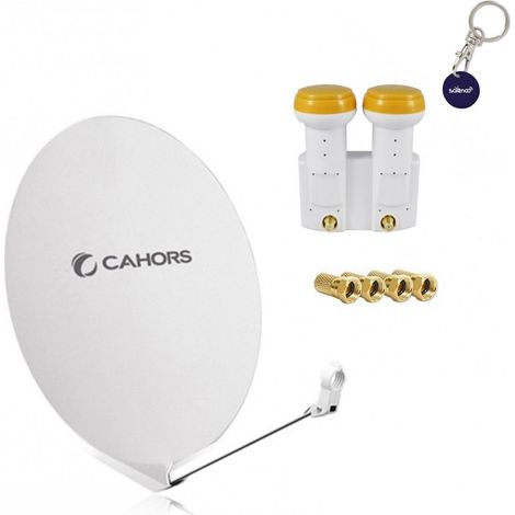CAHORS PARABOLE SATELLITE FIBRE COMPOSITE BLANCHE SMC 80CM + LNB MONOBLOC TWIN GOLDEN MEDIA 0,1DB (1/3)