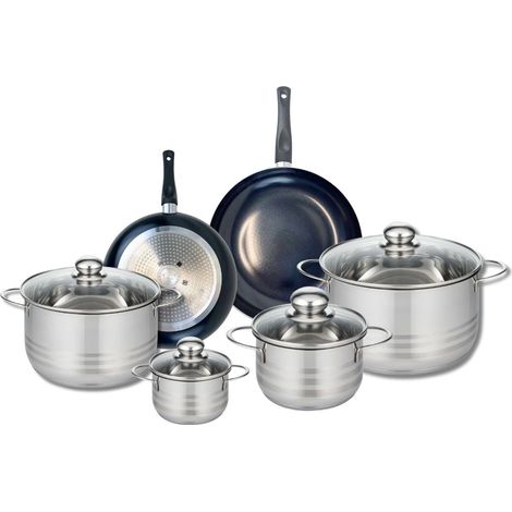 Ensemble de 2 Poêles de cuisson 20 et 24 cm et 4 faitouts 12, 16, 20 et 24 cm Elo Prima Brillant (1/5)