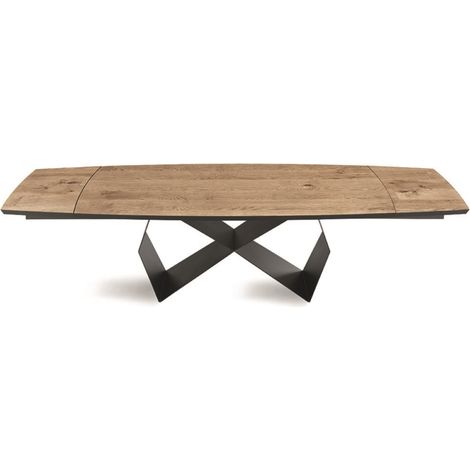 Tavolo allungabile 300 cm con base metallo Nero e piano Rovere Crudo WALL (1/5)