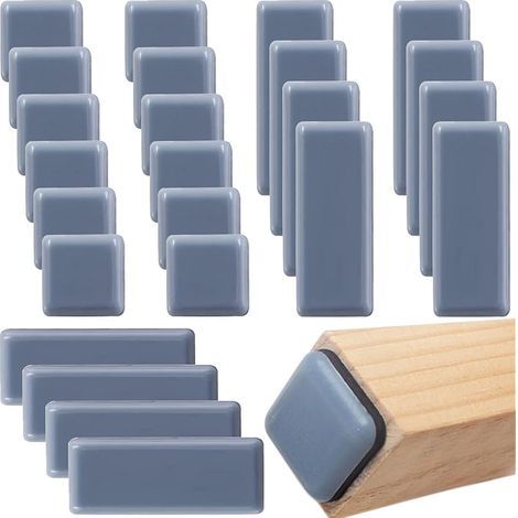 24PCS Patin Glissant PTFE Patins de Meubles Auto-adhésives Coulisses de Meubles Patins en téflon pour Meubles de Protection de Sol Gris(19x70mm 20x20mm) (1/5)