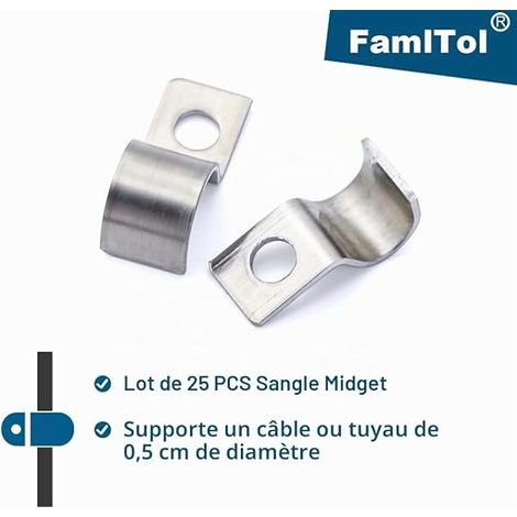 Clips Pour les Câbles un Trou Clips en Acier Inoxydable Fixation Pour Tube Clips Pour Serre Pour La Fixation De Câbles et Fils Ø 5 mm (1/3)