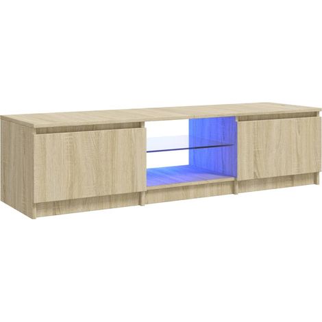 Porta TV multimediale scaffale per televisione televisore buffet sala da pranzo soggiorno camera da letto con luci a LED rovere Sonoma 140 x 40 x 35,5 cm marrone 020026762