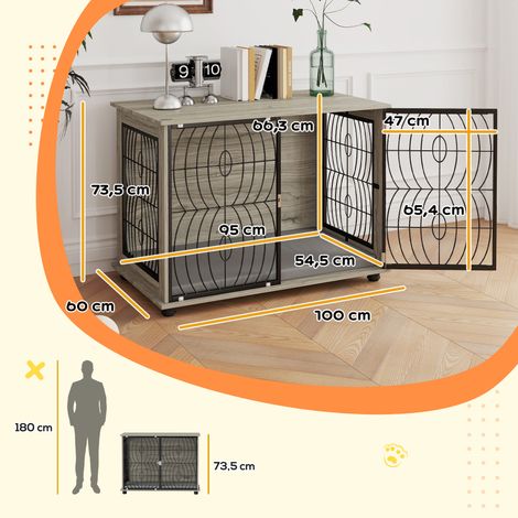 Hundebox, Hundekiste, Verschließbare Aufenthaltsbox für große Hunde, Grau (1/5)