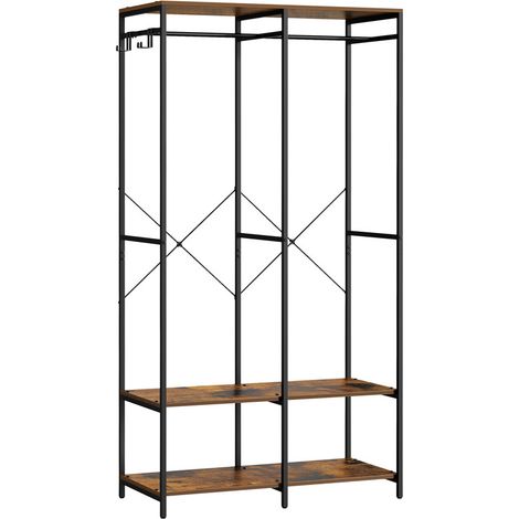 Songmics – Penderie métal pliable avec étagères de rangement – Dimensions 40 x 94,5 x 180 cm – Capacité 146 kg – Design compact marron rustique (1/5)