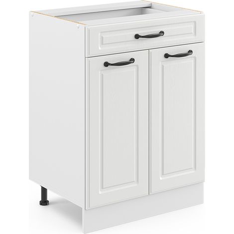 Meuble cuisine R-Line, Blanc campagne, 60 cm avec tiroir, sans plan de travail, Vicco (1/5)