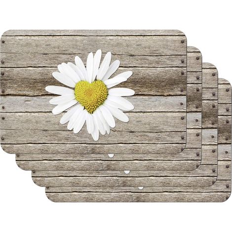 Vénilia Tovagliette stampate Marguerite, Tovagliette da Tavola, Tovagliette per sala da pranzo, a prova di cibo, 4 pezzi, 30 x 45 cm (1/3)