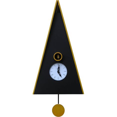 Orologio a Cucù da Parete 26X46X15Cm Pirondini Italia Norimberga Nero e Giallo
