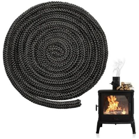 Houhence – Joint haute température en fibre de verre 8mm x 4m – Étanchéité jusqu'à 600 °C – Pour poêles à bois et cheminées (1/5)