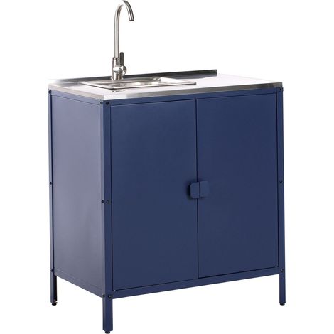 Outdoor Kitchen Cabinet with Sink VILAMA Blue