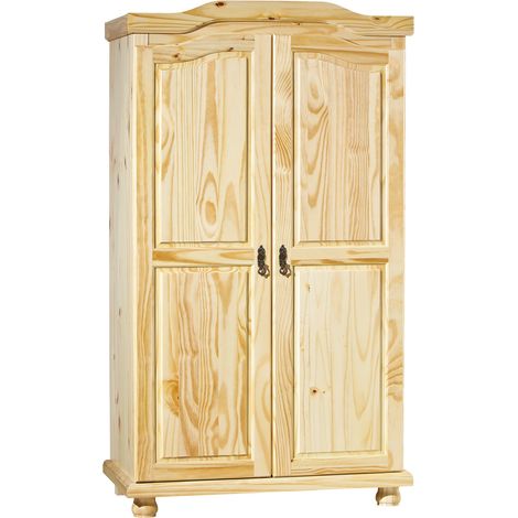 Armoire de angement en pin massif finition naturel - L.104 x H.180 x P.56 cm -PEGANE- (1/3)