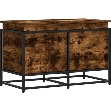 Maison Exclusive - Caja de almacenaje con tapa madera roble ahuma