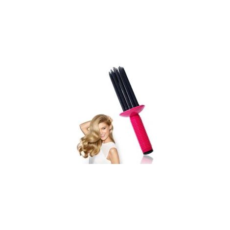 Brosse à boucler - Fer à boucler - Aérographe - Pour boucles crépues - Qualité salon professionnelle - Rose rouge (1/5)