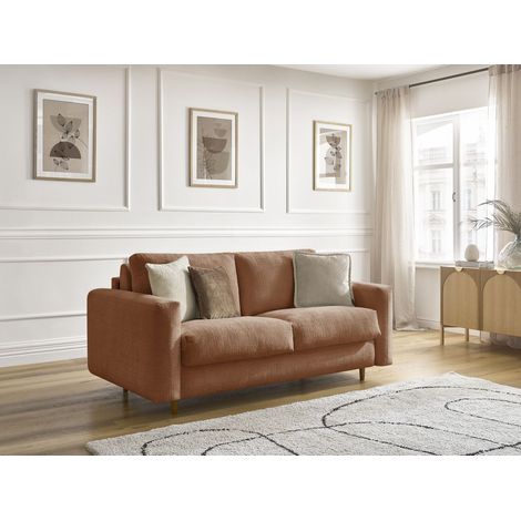 BOBOCHIC - Canapé droit convertible NOUVEAU COCOONE ouverture express tissu texturé 140x200 Orange (1/5)