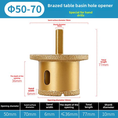foret diamanté double couche pour lavabo, évier, pierre, carrelage, marbre, pierre, carrelage (φ50-70) (1/5)
