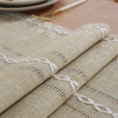 Camino de mesa,Camino de mesa de algodón,Mantel de estilo rústico,Adecuado para comedor,tocador y decoración (Amarillo almendra,33275cm (1/4)