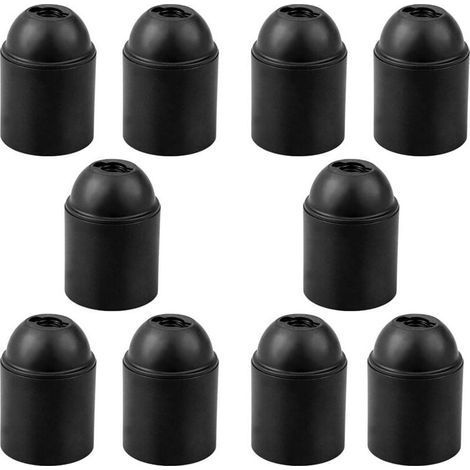 10er-Pack schwarze E27-Fassungen, glatte E27-Sockelhalterung für freiliegende Glühbirnen und dickes E27-Gewinde (1/5)