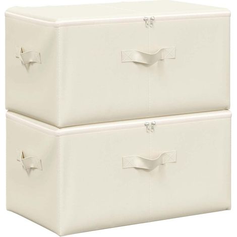 Maison Exclusive - Scatole Portaoggetti 2pz in Tessuto 43x34x23 cm Crema (1/5)