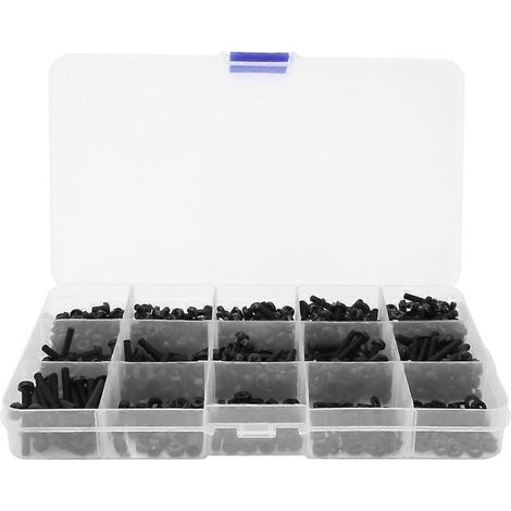 600-teiliges Nylon-Schraubenset M3 5–25 mm, Linsenkopf-Kreuzschlitzschrauben, Unterlegscheiben, Muttern, Schwarz