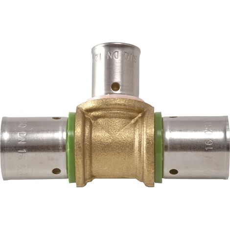QUICK PLOMBERIE Raccord Té inégal à sertir laiton D.16 pour tube en per