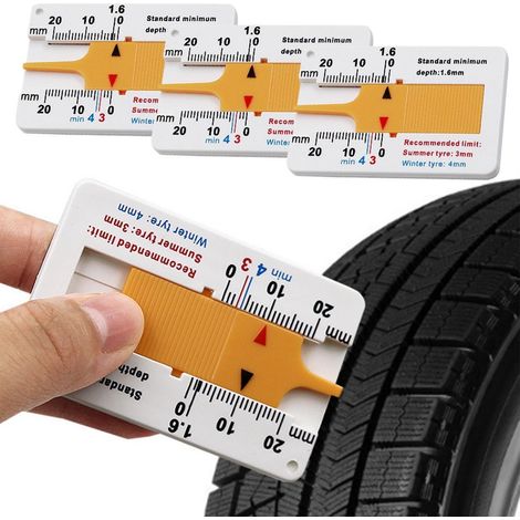4er Set Reifenprofil-Tiefenmesser 0-20mm Kunststoff für Auto LKW Motorrad (1/5)