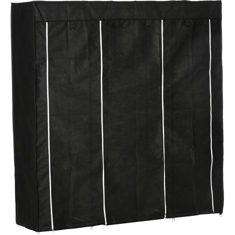 Armoire en tissu avec 1 tringle, 10 étagères, 150x43x162,5 cm, cadre en acier peint (1/5)