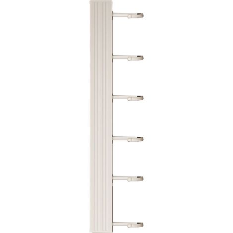 Support mural de cuisine en aluminium, sans perçage, pour ustensiles de cuisine, cuillères, pelles et planches à découper. Blanc, 6 crochets, 30 cm. (1/5)