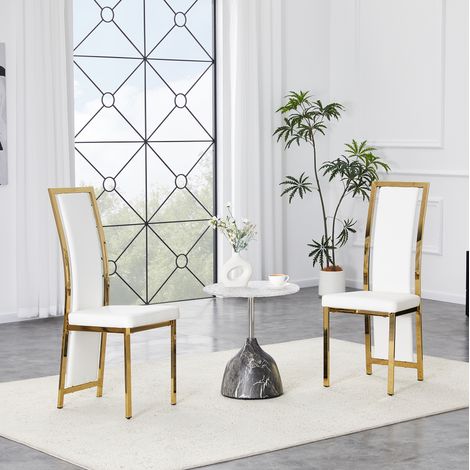 sedia sala da pranzo 109 cm schienale alto bianco oro OKMYHOME (1/5)