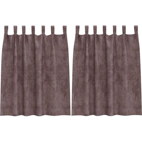 Rideaux en velours, ensemble deux pièces, marron, 140 x 140 cm (1/5)