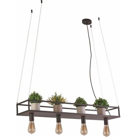 Lampada sospensione Fiore mensola piante 4xE27 nera