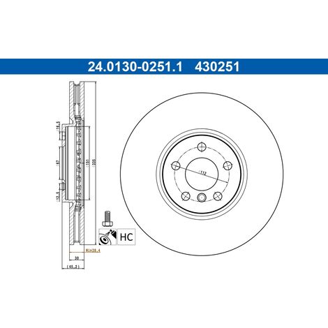 Lot de 2 Disques de frein ATE 24.0130-0251.1 BMW 34 10 6 891 081 34 11 6 865 711