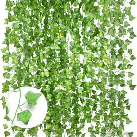 Lierre artificiel pour décoration de balcon, guirlande de lierre grimpant, feuilles, pour mariage en extérieur, jardin, décoration murale, 12 pièces. (1/5)