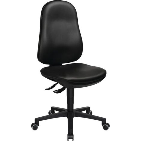 Chaise de bureau pivotante Point 70 C avec roulettes au sol + anneau de pied, rembourrage en cuir synthétique noir (1/4)