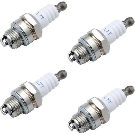 Lot de 4 bougies dallumage L7T pour moteurs 2 temps- compatibles avec les débroussailleuses, tondeuses à gazon, coupe-haies, motoculteurs et tronçonneuses