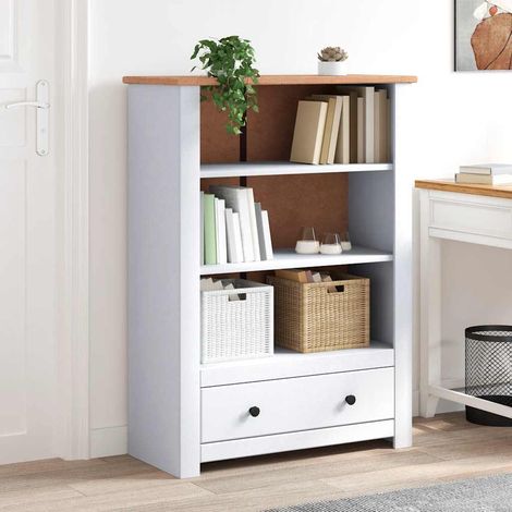 vidaXL Bibliothèque Blanc 80x35x110 cm Pin massif Assortiment Panama (1/5)